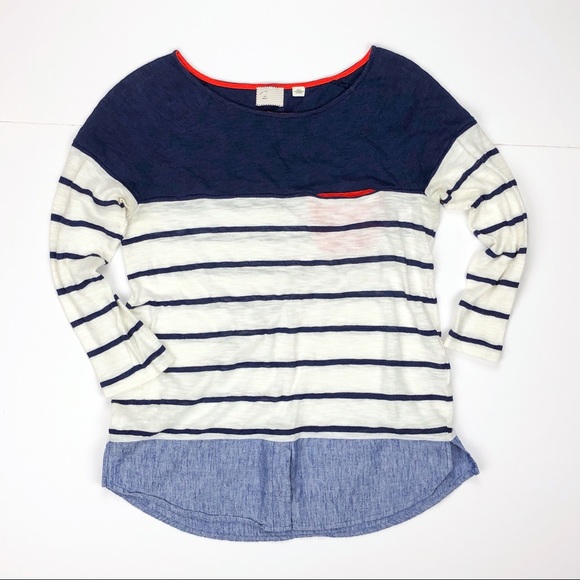 9-HI5 stcl Striped Block Jersey & Chambray Top - Picture 3 of 7